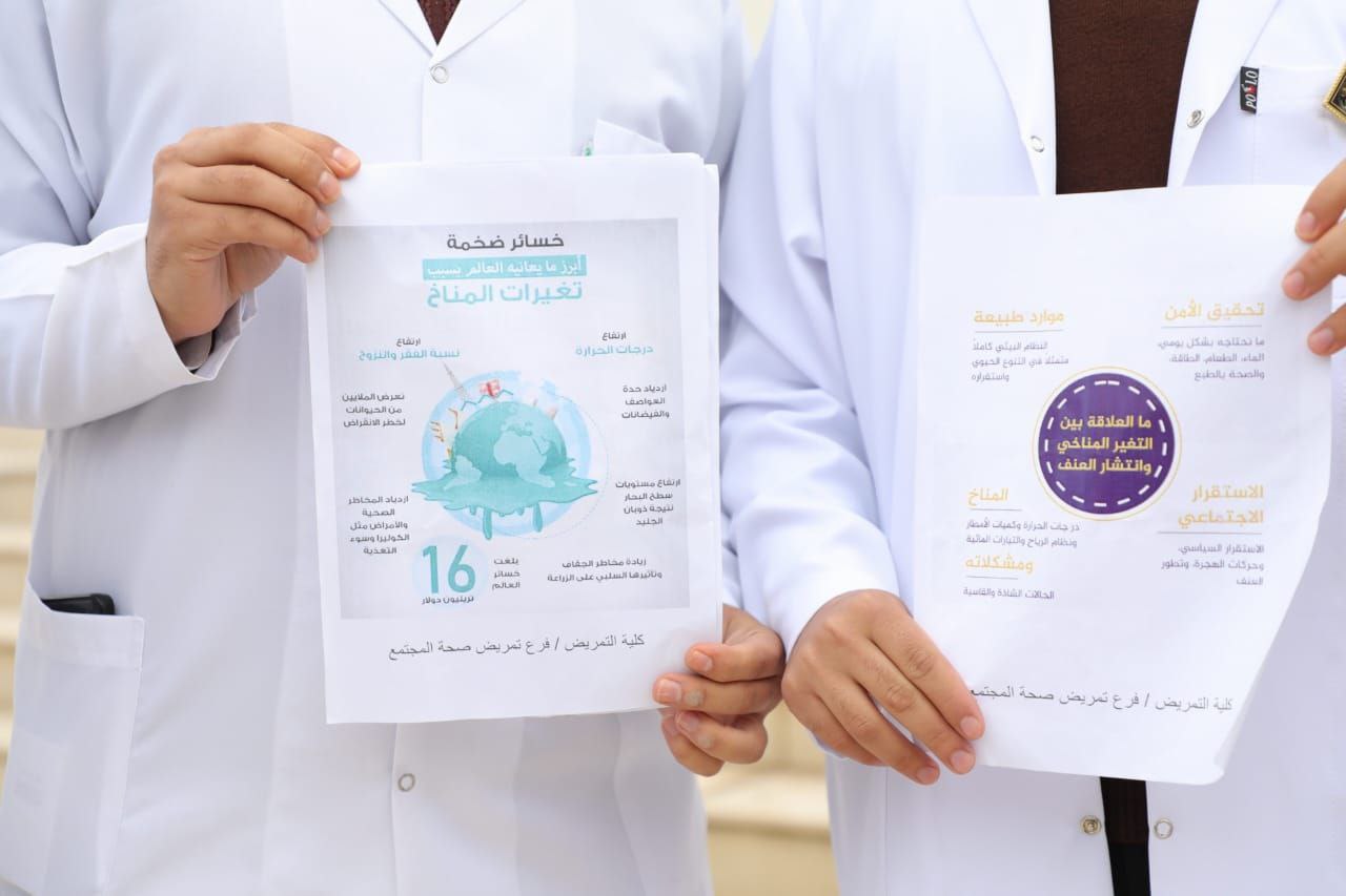كلية التمريض في جامعة الكوفة تطلق حملة توعوية لتسليط الضوء على آثار التغيرات المناخية وتداعياتها الصحية