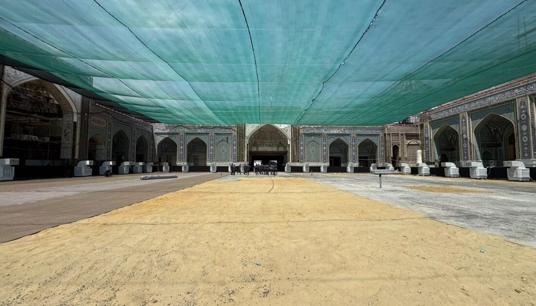 بمساحة تجاوزت الـ(3000) م .. قسم الصيانة في العتبة الحسينية يعلن إنجاز أعمال تغطية فضاءات في مشروع صحن العقيلة (عليها السلام)،