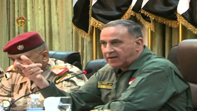 وزير الدفاع العراقي،خالد العبيدي ينفي ان يكون للامريكان أي دور في تحديد موعد تحرير المناطق المحتلة من داعش(صوت)