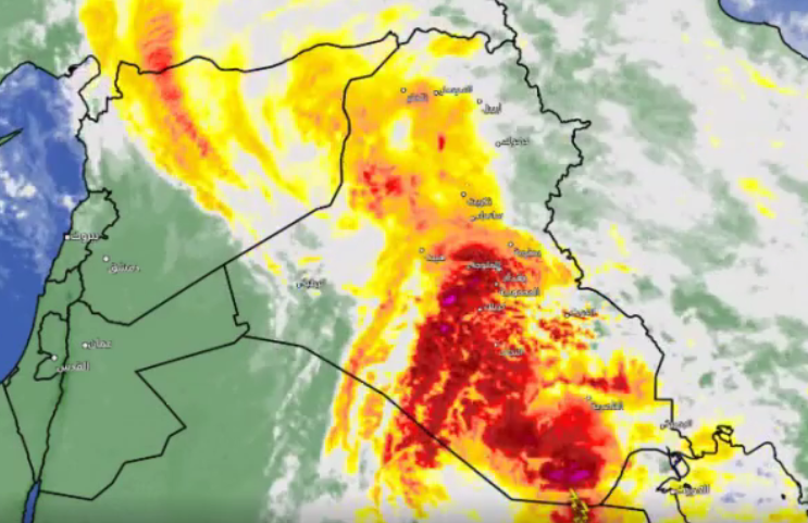 بالفيديو: الحالة الجوية بالاقمار الصناعية لوسط وجنوب العراق
