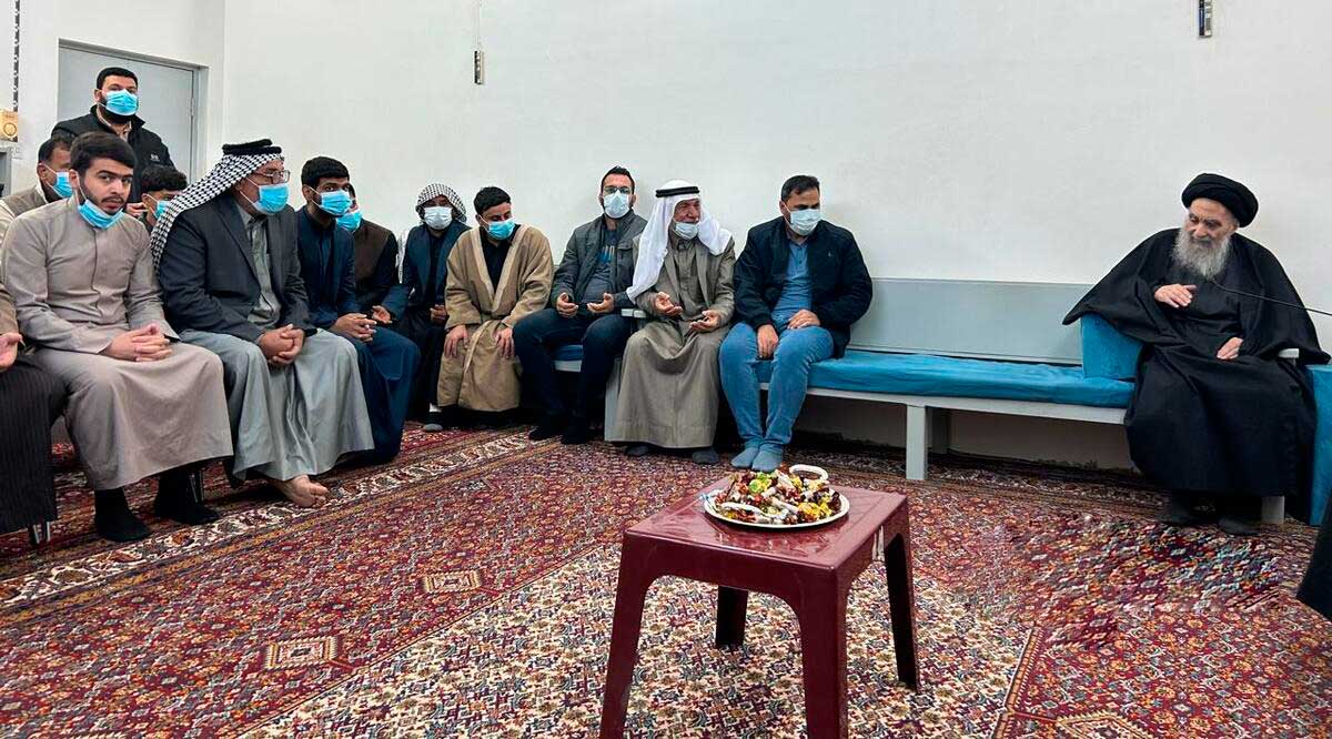 المرجع الديني الأعلى يستقبل جمعاً من المؤمنين في ذكرى ولادة الزهراء (عليها السلام)