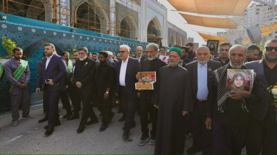 الأمين العام للعتبة الحسينية المقدسة يستقبل وفد عوائل شهداء مدرسة الشجرة الطيبة في ميناب الايرانية