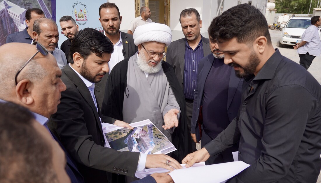 بالصور .. ممثل المرجعية الدينية العليا يطلع ميدانية على أعمال مشروع دار ضيافة الوارث في مدينة كربلاء المقدسة
